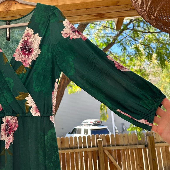 Aleah Dress Plenty by Tracy Reese Anthropologie Floral Faux Wrap Green medium - Picture 8 of 16